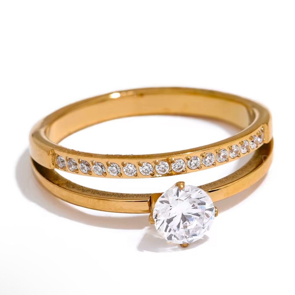 Gold Engagement Wedding Set Ring 7, 8